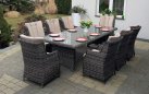 Meble ogrodowe stół do jadalni ogrodowej SANTELIA i 8 foteli wysokich z technorattanu 