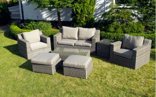 Meble ogrodowe wypoczynkowe LARGHI z technorattanu SZROPOPIELATEGO